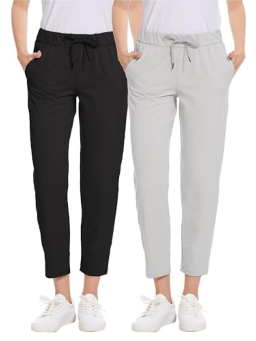 2 Pack Women's Golf Pants 7/8 Length Sweatpants 4 Way Stretch Quick Dry
